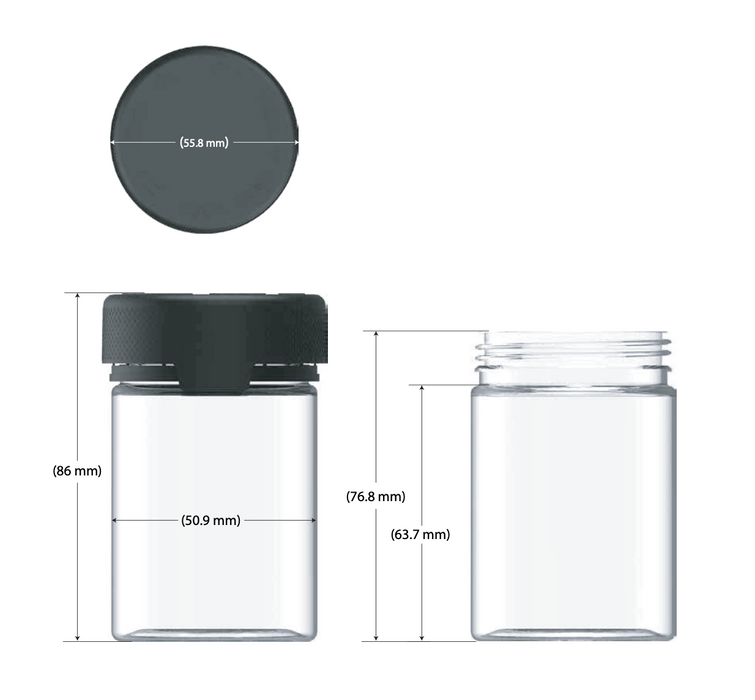 120CC/4FL.OZ/120ML Aviator CR - Container With Inner Seal & Tamper - Opaque Black With Opaque Black Lid