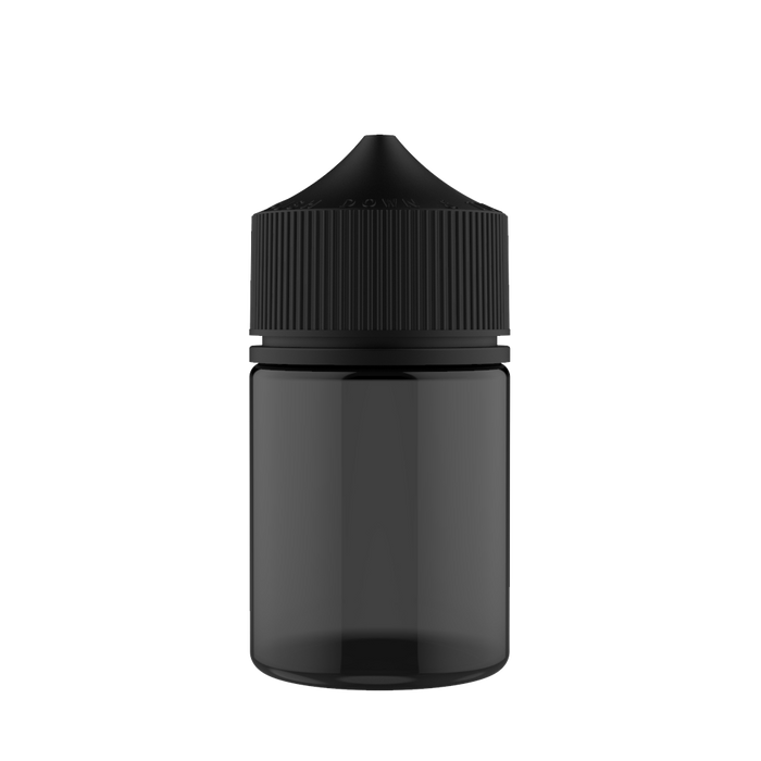 Chubby Gorilla 60ML Stubby Unicorn Bottle - Black Transparent Bottle / Black Cap - V3 - Copackr.com