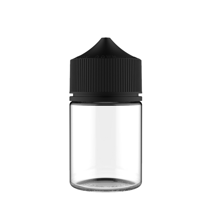 Chubby Gorilla 60ML Stubby Unicorn Bottle - Clear Bottle / Black Cap - V3 - Copackr.com
