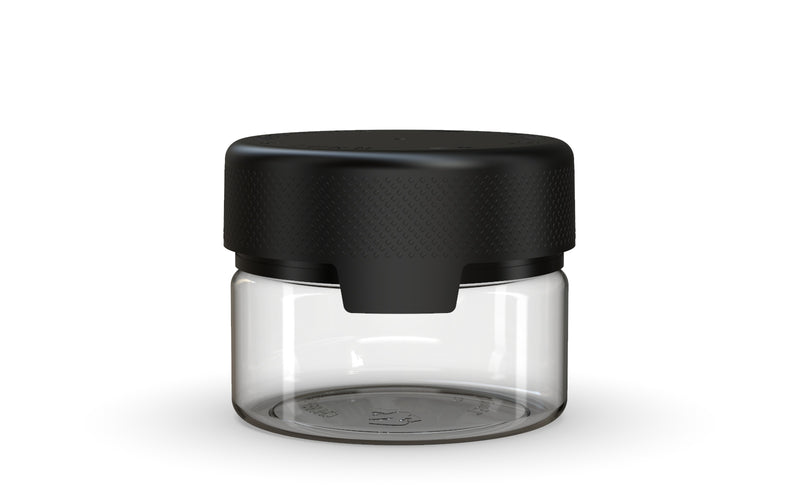 220CC/7.5FL.OZ/220ML Aviator CR - XL Container With Inner Seal & Tamper - Clear Natural With Opaque Black Lid - Copackr.com