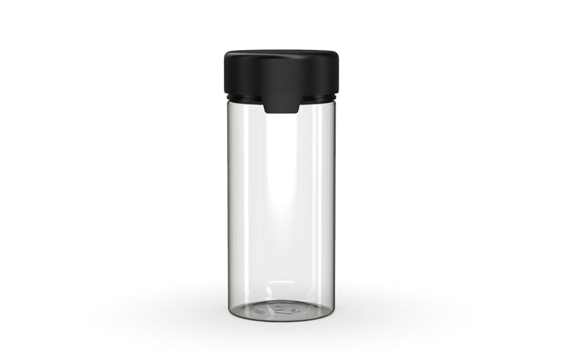 240CC/8FL.OZ/240ML Aviator CR - Container With Inner Seal & Tamper - Clear Natural With Opaque Black Lid - Copackr.com