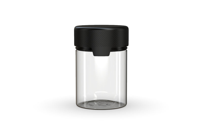 120CC/4FL.OZ/120ML Aviator CR - Container With Inner Seal & Tamper - Clear Natural With Opaque Black Lid - Copackr.com