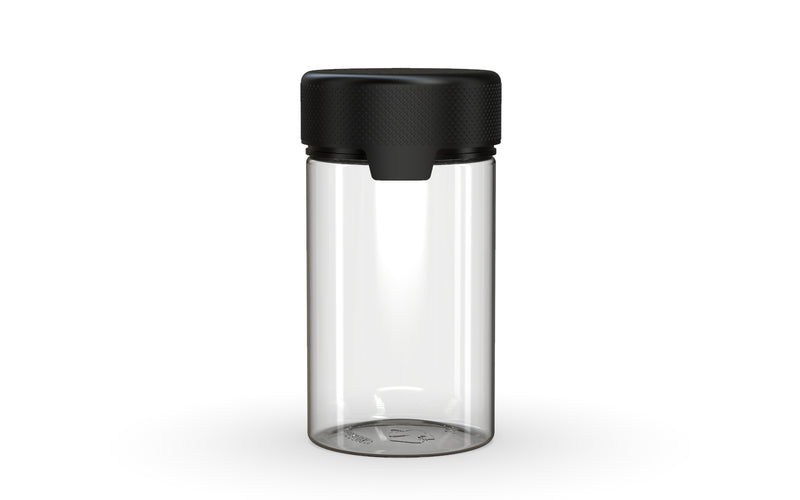 150CC/5FL.OZ/150ML Aviator CR - Container With Inner Seal & Tamper - Clear Natural With Opaque Black Lid - Copackr.com