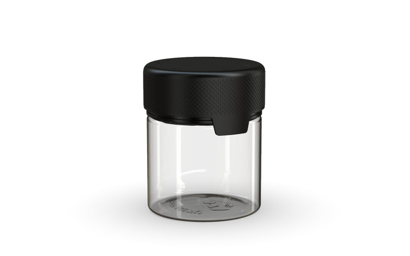 90CC/3FL.OZ/90ML Aviator CR - Container With Inner Seal & Tamper - Clear Natural With Opaque Black Lid - Copackr.com