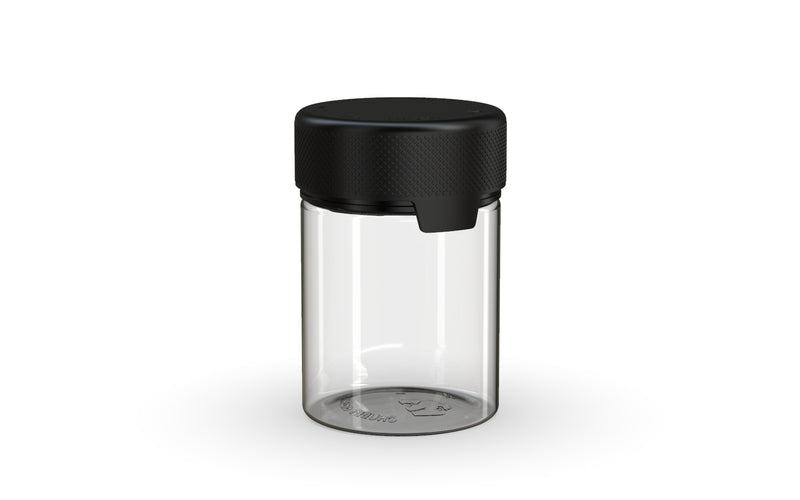 120CC/4FL.OZ/120ML Aviator CR - Container With Inner Seal & Tamper - Clear Natural With Opaque Black Lid - Copackr.com