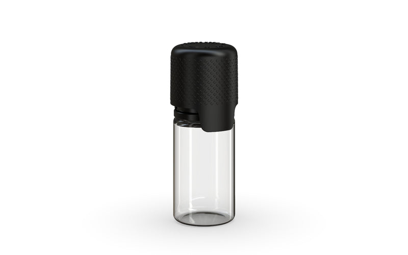 Aviator 10ML Bottle With Inner Seal & Tamper Evident Breakoff Band - Clear Natural Bottle / Opaque Black Cap - Copackr.com
