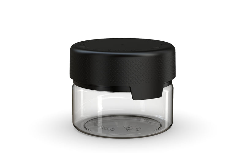 220CC/7.5FL.OZ/220ML Aviator CR - XL Container With Inner Seal & Tamper - Clear Natural With Opaque Black Lid - Copackr.com