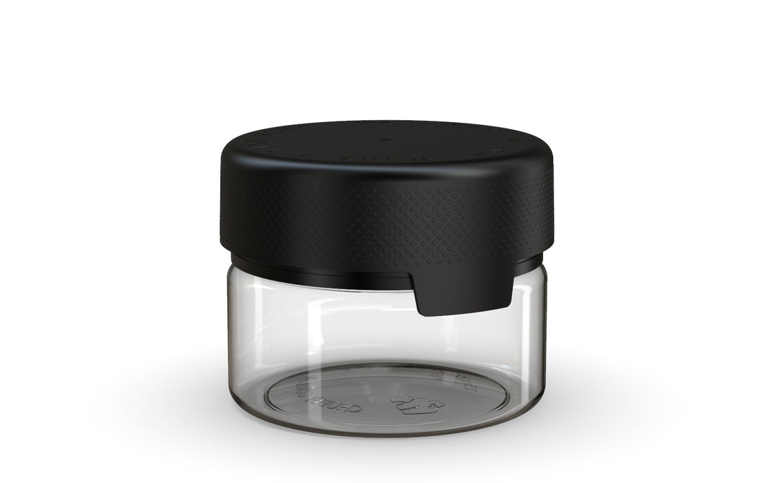 220CC/7.5FL.OZ/220ML Aviator CR - XL Container With Inner Seal & Tamper - Clear Natural With Opaque Black Lid