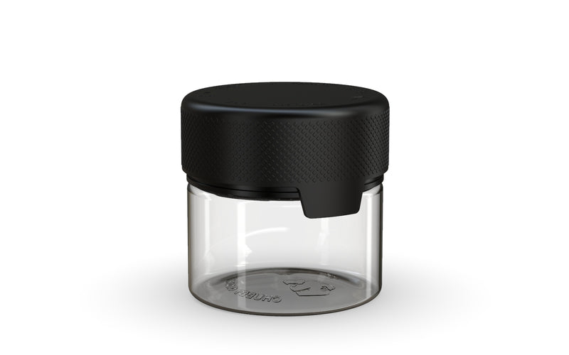 60CC/2FL.OZ/60ML Aviator CR - Container With Inner Seal & Tamper - Clear Natural With Opaque Black Lid - Copackr.com