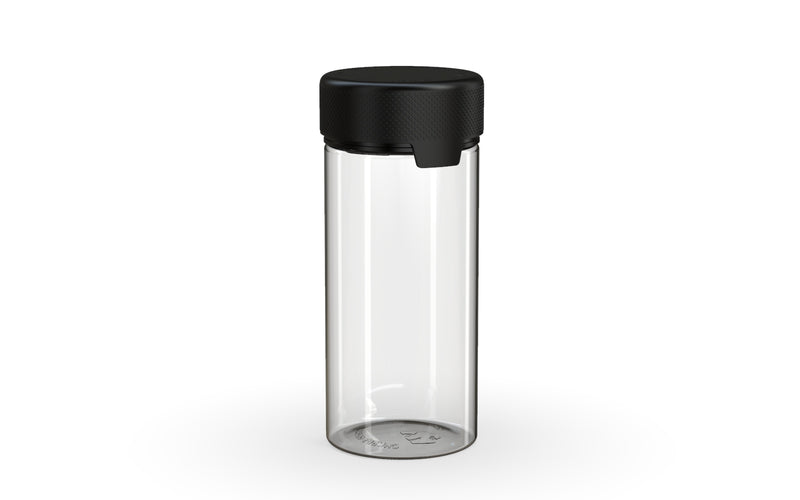 240CC/8FL.OZ/240ML Aviator CR - Container With Inner Seal & Tamper - Clear Natural With Opaque Black Lid - Copackr.com