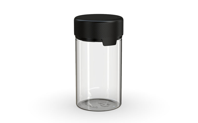 150CC/5FL.OZ/150ML Aviator CR - Container With Inner Seal & Tamper - Clear Natural With Opaque Black Lid - Copackr.com