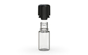 Aviator 10ML Bottle With Inner Seal & Tamper Evident Breakoff Band - Clear Natural Bottle / Opaque Black Cap - Copackr.com