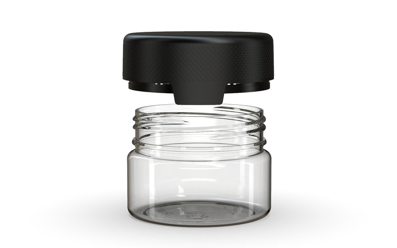 220CC/7.5FL.OZ/220ML Aviator CR - XL Container With Inner Seal & Tamper - Clear Natural With Opaque Black Lid - Copackr.com
