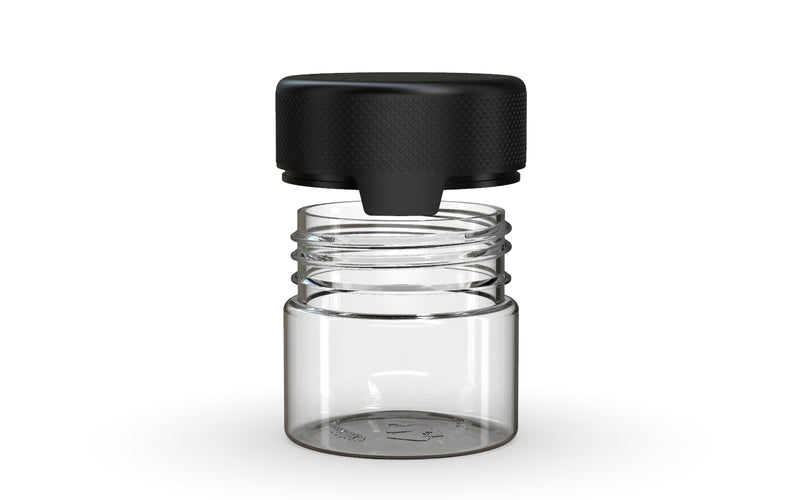 60CC/2FL.OZ/60ML Aviator CR - Container With Inner Seal & Tamper - Clear Natural With Opaque Black Lid - Copackr.com