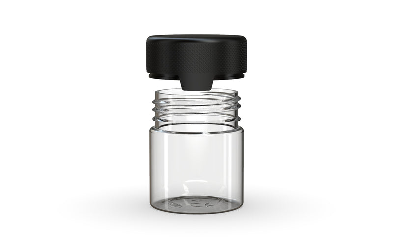 90CC/3FL.OZ/90ML Aviator CR - Container With Inner Seal & Tamper - Clear Natural With Opaque Black Lid - Copackr.com