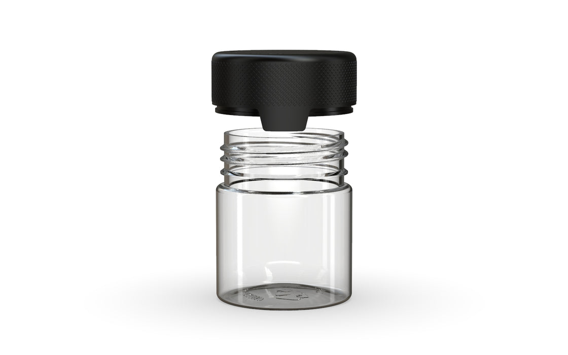 90CC/3FL.OZ/90ML Aviator CR - Container With Inner Seal & Tamper - Clear Natural With Opaque Black Lid