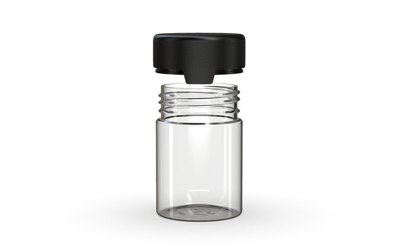 120CC/4FL.OZ/120ML Aviator CR - Container With Inner Seal & Tamper - Clear Natural With Opaque Black Lid - Copackr.com