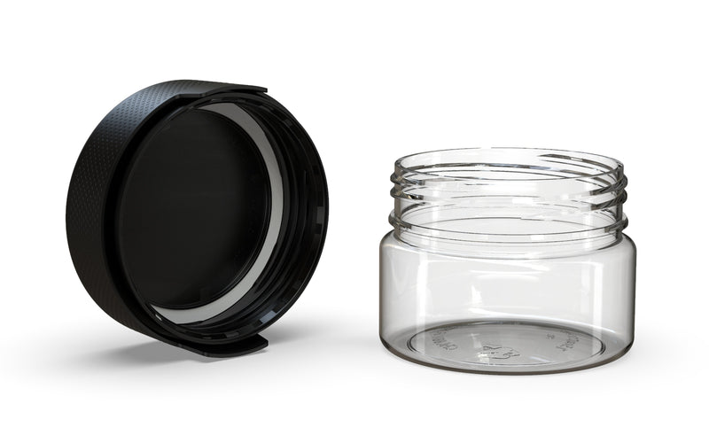 220CC/7.5FL.OZ/220ML Aviator CR - XL Container With Inner Seal & Tamper - Clear Natural With Opaque Black Lid - Copackr.com