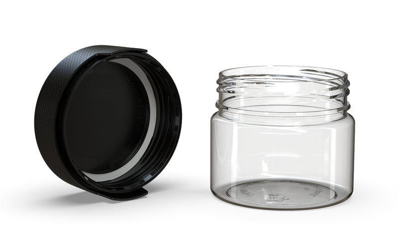 300CC/10FL.OZ/300ML Aviator CR - XL Container With Inner Seal & Tamper - Clear Natural With Opaque Black Lid - Copackr.com