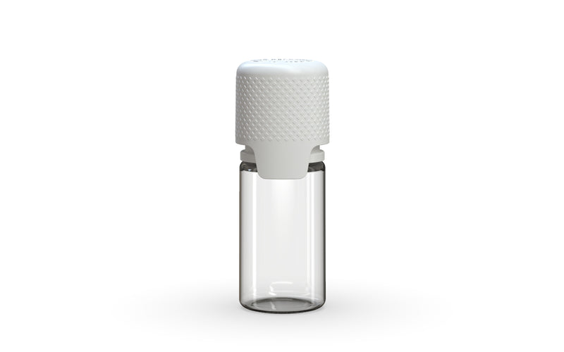 Aviator 10ML Bottle With Inner Seal & Tamper Evident Breakoff Band - Clear Natural Bottle / Opaque White Cap - Copackr.com