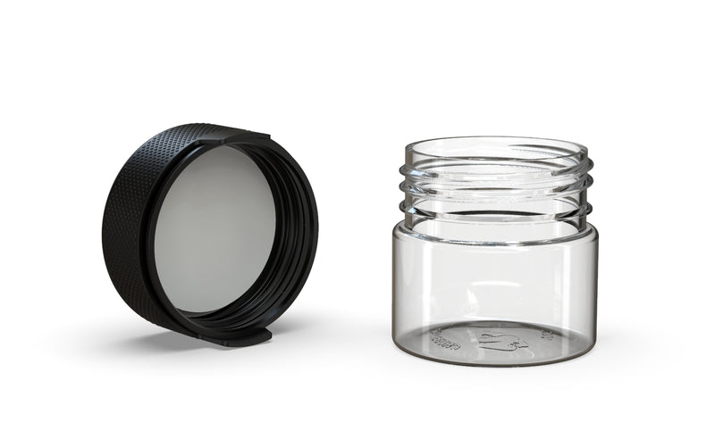 60CC/2FL.OZ/60ML Aviator CR - Container With Inner Seal & Tamper - Clear Natural With Opaque Black Lid - Copackr.com
