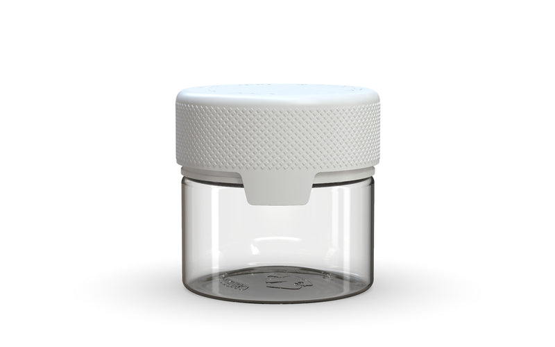60CC/2FL.OZ/60ML Aviator CR - Container With Inner Seal & Tamper - Clear Natural With Opaque White Lid - Copackr.com