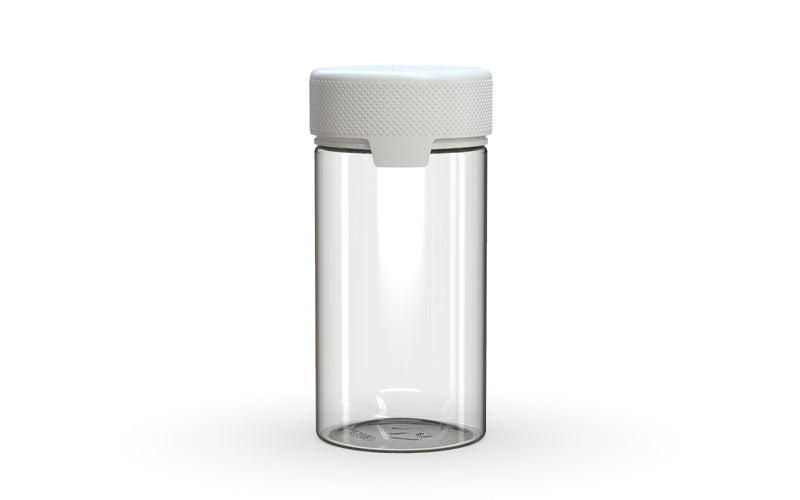 180CC/6FL.OZ/180ML Aviator CR - Container With Inner Seal & Tamper - Clear Natural With Opaque White Lid - Copackr.com