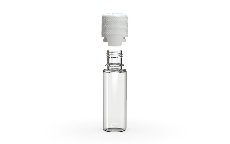 Aviator 16.5ML Bottle With Inner Seal & Tamper Evident Breakoff Band - Clear Natural Bottle / Opaque White Cap - Copackr.com