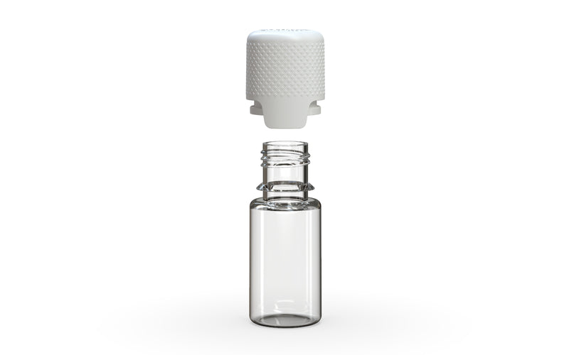Aviator 10ML Bottle With Inner Seal & Tamper Evident Breakoff Band - Clear Natural Bottle / Opaque White Cap - Copackr.com