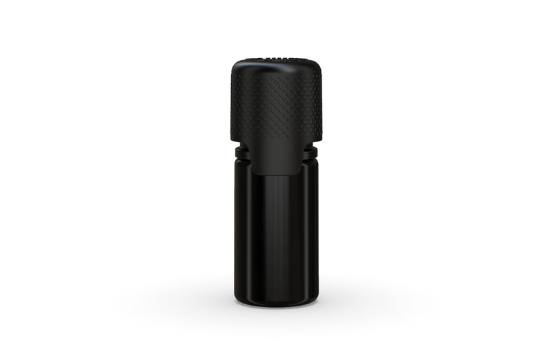 Aviator 10ML Bottle With Inner Seal & Tamper Evident Breakoff Band - Opaque Black Bottle / Opaque Black Cap - Copackr.com