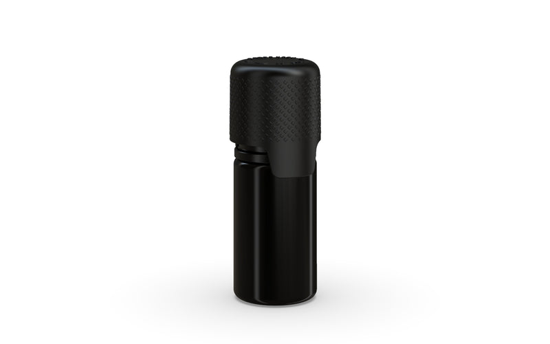 Aviator 10ML Bottle With Inner Seal & Tamper Evident Breakoff Band - Opaque Black Bottle / Opaque Black Cap - Copackr.com