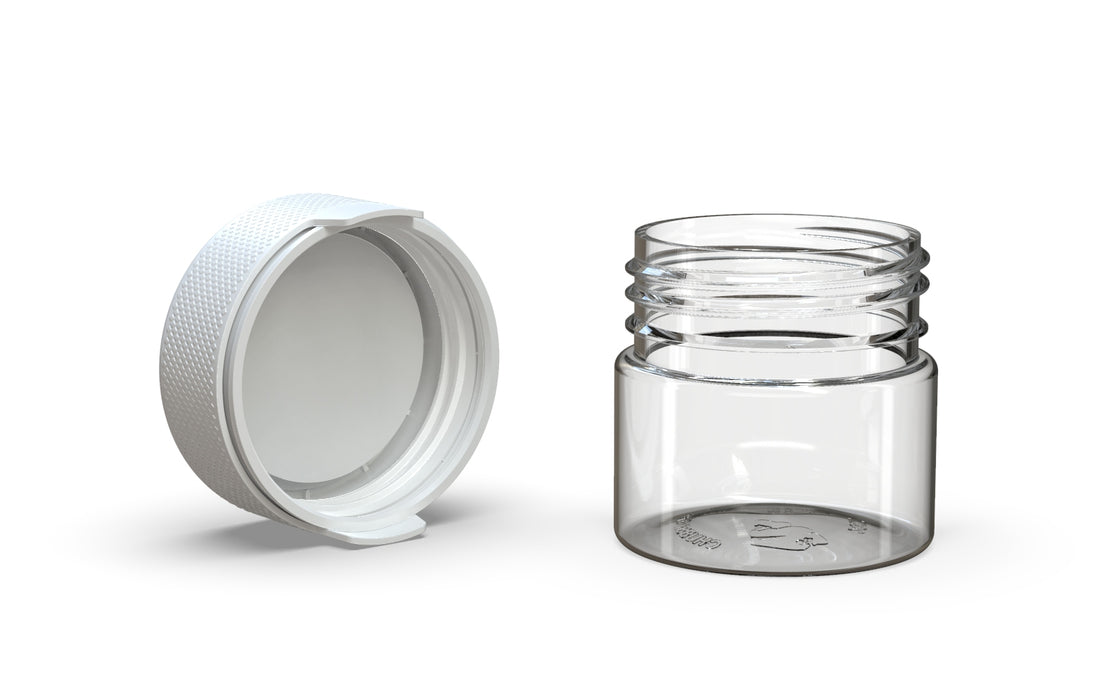 60CC/2FL.OZ/60ML Aviator CR - Container With Inner Seal & Tamper - Clear Natural With Opaque White Lid