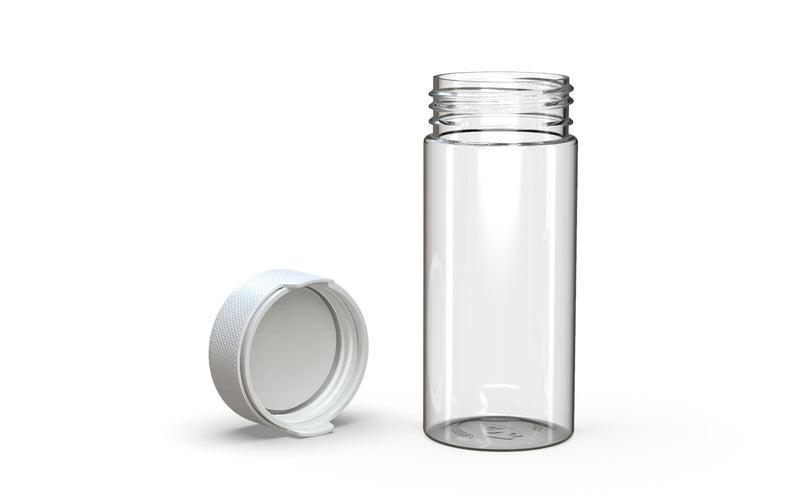 240CC/8FL.OZ/240ML Aviator CR - Container With Inner Seal & Tamper - Clear Natural With Opaque White Lid - Copackr.com