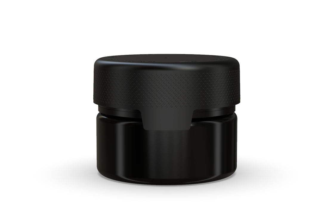 220CC/7.5FL.OZ/220ML Aviator CR - XL Container With Inner Seal & Tamper - Opaque Black With Opaque Black Lid