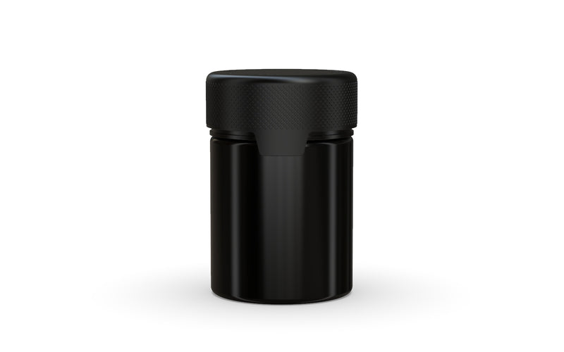 120CC/4FL.OZ/120ML Aviator CR - Container With Inner Seal & Tamper - Opaque Black With Opaque Black Lid - Copackr.com