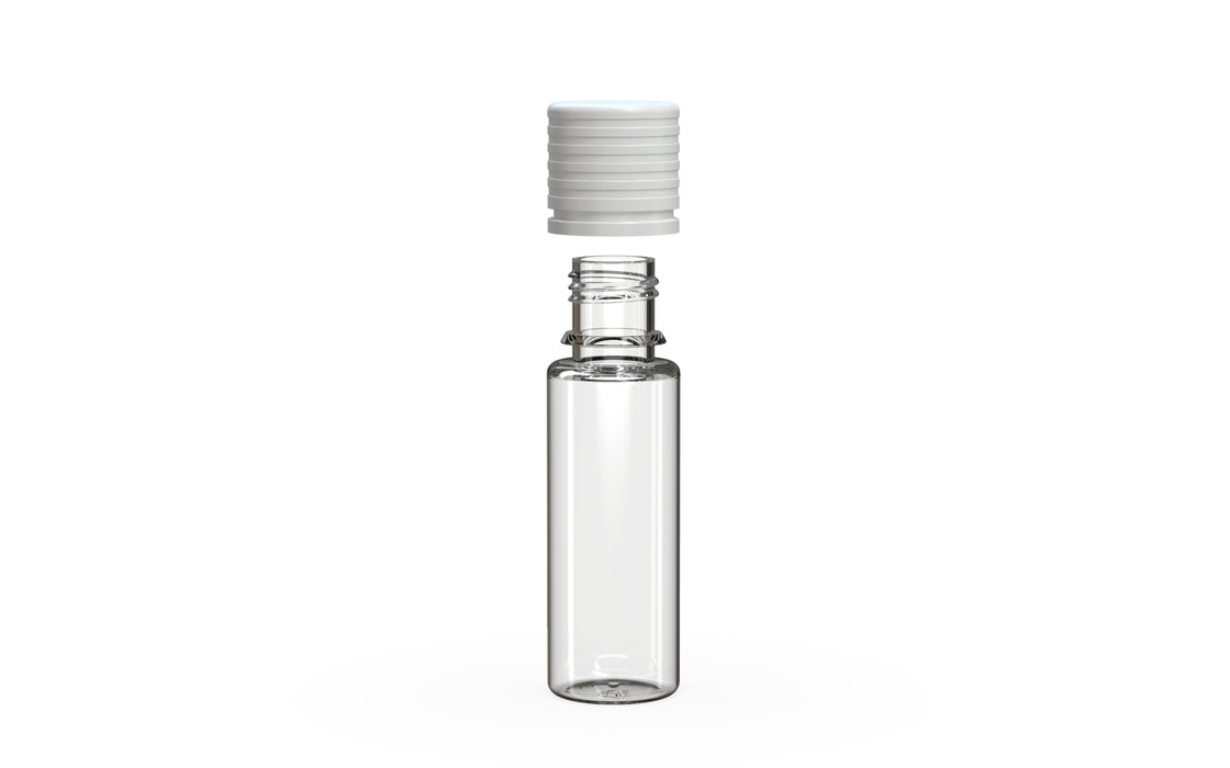 Chubby Gorilla Spiral CR 16.5ML unicorn bottle, clear natural bottle with opaque white child-resistant cap, cap detail