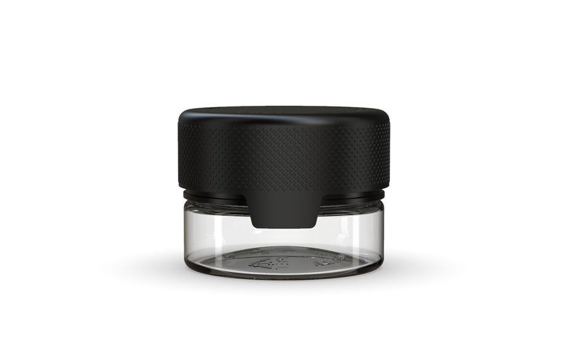 30CC/1FL.OZ/30ML Aviator CR - Container With Inner Seal & Tamper - Clear Natural With Opaque Black Lid - Copackr.com