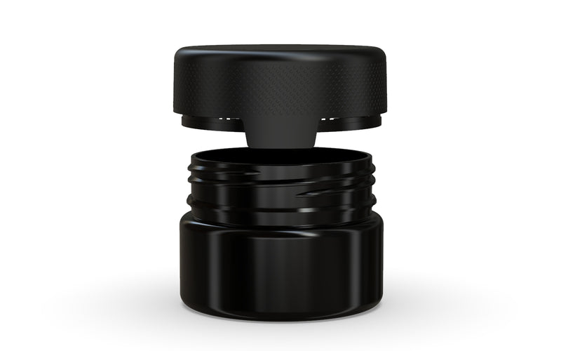 220CC/7.5FL.OZ/220ML Aviator CR - XL Container With Inner Seal & Tamper - Opaque Black With Opaque Black Lid - Copackr.com