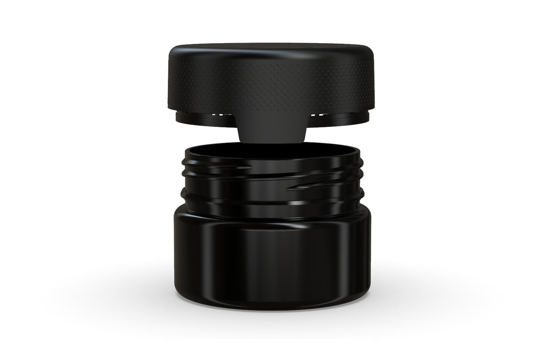 220CC/7.5FL.OZ/220ML Aviator CR - XL Container With Inner Seal & Tamper - Opaque Black With Opaque Black Lid