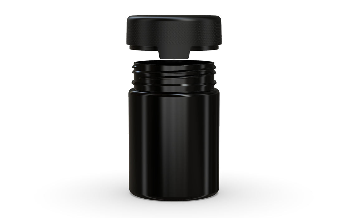 650 CC/21,5 FL.OZ/650 ML Aviator CR – XL-Behälter mit Innendichtung & Tamper – Undurchsichtiges Schwarz mit undurchsichtigem schwarzem Deckel