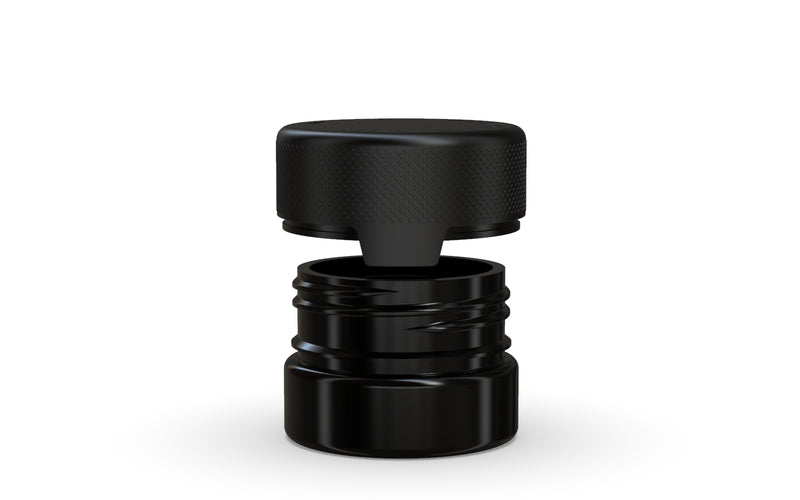 30CC/1FL.OZ/30ML Aviator CR - Container With Inner Seal & Tamper - Opaque Black With Opaque Black Lid - Copackr.com