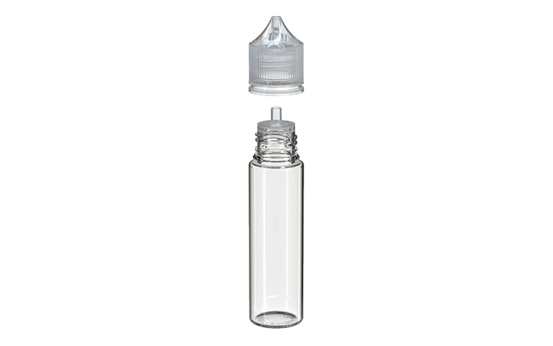 Chubby Gorilla - 60ML Unicorn Bottle - Clear Bottle / Natural Cap - V3 - With Reducer Tip - Copackr.com