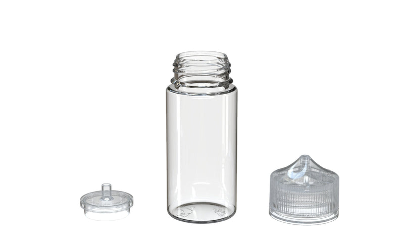 Chubby Gorilla - 100ML Unicorn Bottle - Clear Bottle / Natural Cap - V3 - With Reducer Tip - Copackr.com