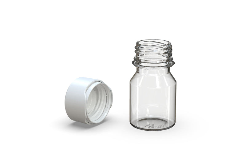 Chubby Gorilla Aviator Shot Bottle 30ml - Clear bottle & White Cap - Copackr.com