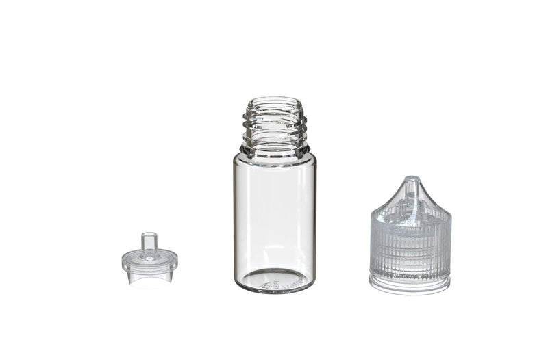 Chubby Gorilla - 30ML Stubby Unicorn Bottle - Clear Bottle / Natural Cap - V3 - With Reducer Tip - Copackr.com