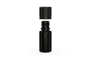 Chubby Gorilla Spiral CR 10ML unicorn bottle, opaque black bottle with opaque black child-resistant cap, cap detail