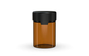 120CC/4FL.OZ/120ML Aviator CR - Container With Inner Seal & Tamper - Translucent Amber With Opaque Black Lid - Copackr.com