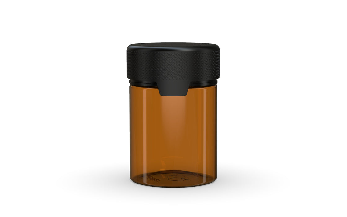 120CC/4FL.OZ/120ML Aviator CR - Container With Inner Seal & Tamper - Translucent Amber With Opaque Black Lid