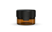 30CC/1FL.OZ/30ML Aviator CR - Container With Inner Seal & Tamper - Translucent Amber With Opaque Black Lid - Copackr.com