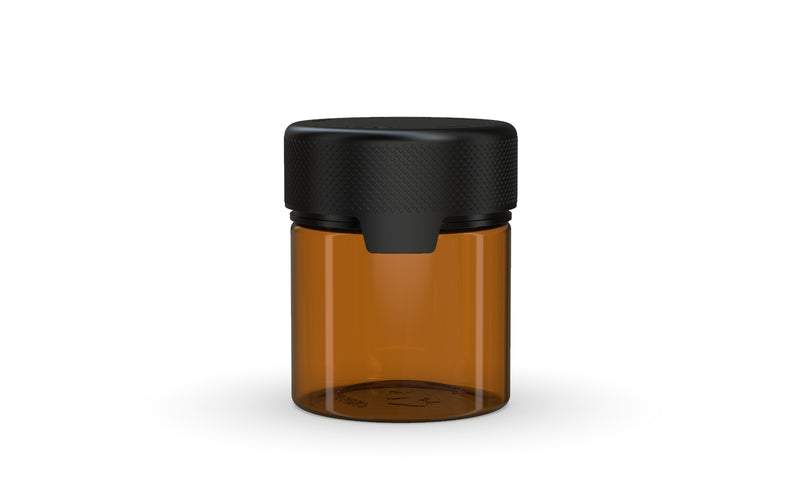 90CC/3FL.OZ/90ML Aviator CR - Container With Inner Seal & Tamper - Translucent Amber With Opaque Black Lid - Copackr.com